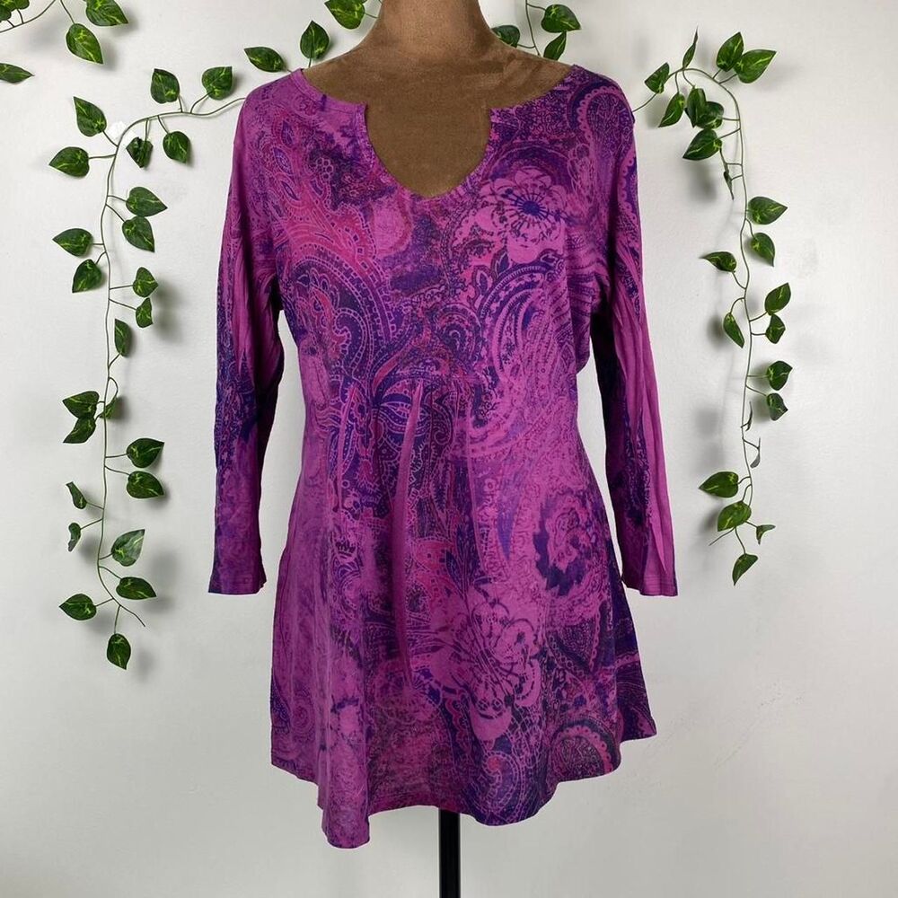 Bobbie Brooks Purple fairy y2k paisley floral print blouse 2000s grunge
